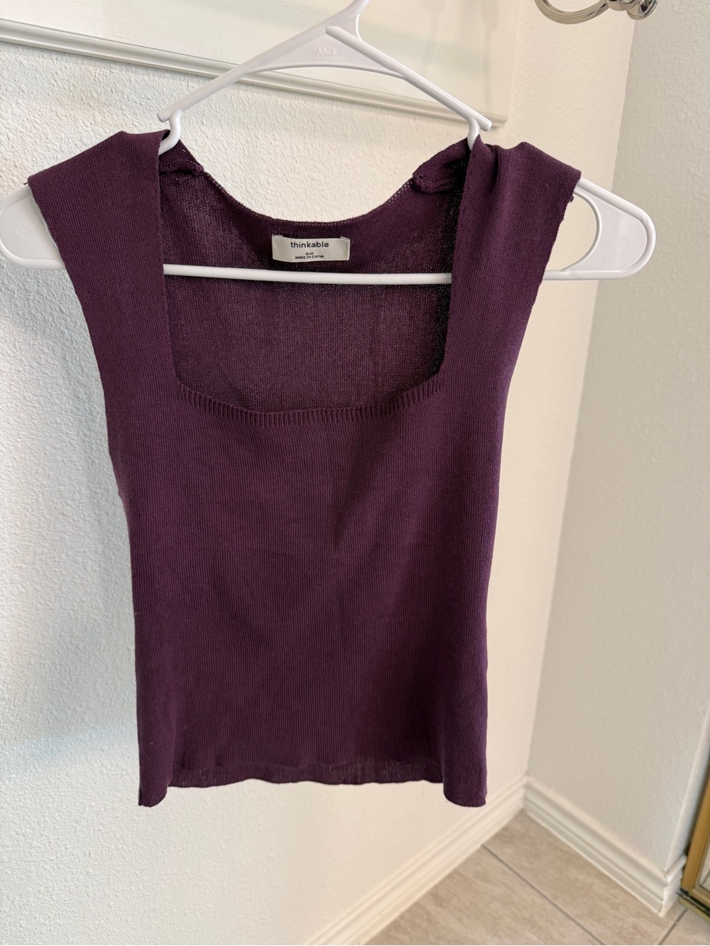 Thinkkable Plum Square-Neck Knit Tank